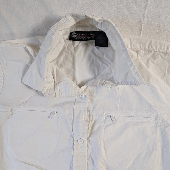 MISTY MOUNTAIN ACTIVEWEAR WOMEN'S SIZE LARGE WHITE SHORT SLEEVE BUTTON FRONT - Picture 7 of 16